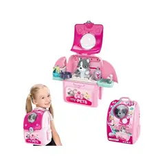 GENERICO - Set Mascotas Maleta Portátil Niña Didáctica 2-1 Veterinaria
