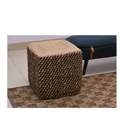 GENERICO - PUFF YUTE NATURAL NEGRO CUADRADO