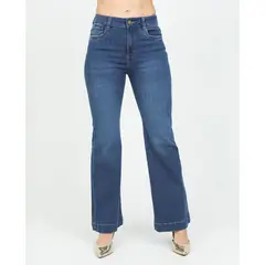 ADRISSA - Jean flare para mujer tono medio con costuras en contraste