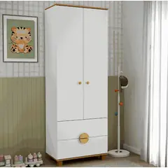 GENERICO - Closet Armario 2 Puertas 2 cajones para Bebe Blanco