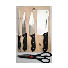 GENERICO - Set De Cuchillos + Tabla Tijera Y Afilador