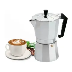 EVER HOUSE - Cafetera Expresso Clasica Italiana Inoxidable Tetera 9 Tazas Plateado