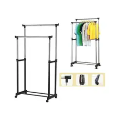 GENERICO - Perchero Rodante Doble Tubo 156cm con Ruedas