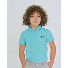 BALLESTA KIDS - Polo Niño Manga Corta Seda Fría Azul Celeste