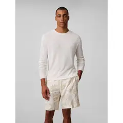 CALVIN KLEIN - Pantaloneta beige de lino con estampado