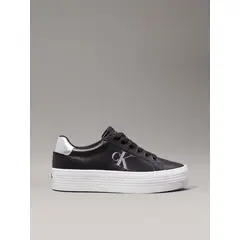 CALVIN KLEIN - Tenis negro de plataforma de cuero