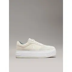 CALVIN KLEIN - Tenis blanco de ante de plataforma