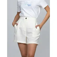 CALVIN KLEIN - Pantaloneta beige cargo de lino