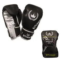 WONDER SPORT - Guantes De Boxeo Negro Con Gris 12 onzas Elite Wonder
