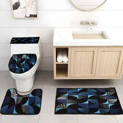 GENERICO - Juego De Baño 4 Piezas Antideslizante Azul Tapetes Para Baño