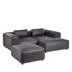 GENERICO - Sofá Esquinero Modular Marruecos 3 Plazas Cuero Sintético Negro