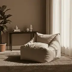 ESTILO RELAX - Sillón puff Kubox en microfibra - Beige