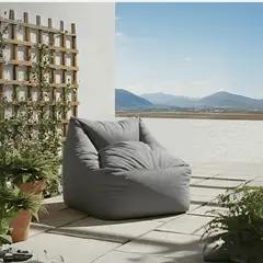 ESTILO RELAX - Sillón puff Kubox en microfibra - Gris claro