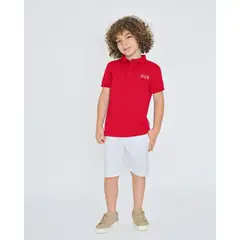 BALLESTA KIDS - Polo Niño Manga Corta Seda Fría Rojo
