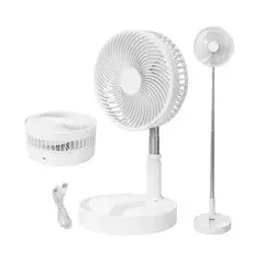 GENERAL - Ventilador Retráctil 180° Recargable 4 Velocidades PX-20321 Blanco