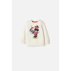 DISNEY - Buzo de Minnie Mouse cerrado marfil para bebé niña