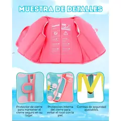 KOBALT - Chaleco Flotador para niñas 2-3 años Celeste con amarillo