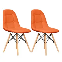 GENERICO - Set X2 Silla Decor Mueble Sala Comedor Dormitorio Refcarmen Naranja