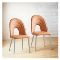 GENERICO - Set X2 Silla Decorativa Mueble Sala Comedor Dormitorio Refa Naranja