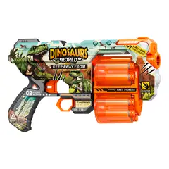 GENERICO - JUGUETE PISTOLA DE 12 DARDOS-DINOSAURS WORLD-RUEDA GIRATORIA