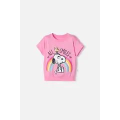 SNOOPY - Camiseta de manga corta para niña 2T a 5T