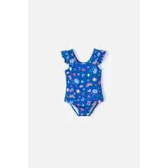 LITTLEMIC - Vestido de baño de azul para niña 2T a 5T