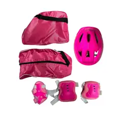 DISTRIONLINE - Kit De Patines Ajustables Para Niña Con Casco Y Protecciones