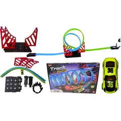 MAZUGI - Pista De Carreras 360 2 Giros Carro Verde Flexible Med Túnel