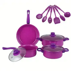 ZHOPI CO - Set De Ollas Bateria De Cocina Antiadherente 13 Pz Sarten Utensilios