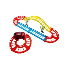 MAZUGI - Pista De Carros Infantil Con Puente Y Auto Electrico Aventur Multicolor