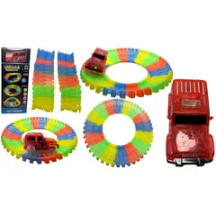 MAZUGI - Pista Magic Track Carro Luz Flexible 49 Piezas Juguete Niños Multicolor