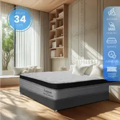 HOTEL DREAMS - Colchón Lúxor Pocket Queen 160190 Premium Firmeza Suave Ortopédico