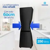 INDURAMA - Nevera 312L Color Negro Tipo Europeo Bottom Mount - RI-6312NE