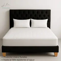 HARMONY HOME - Protector con Cremallera Cama doble + Fundas Blanco
