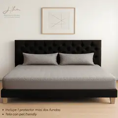 HARMONY HOME - Protector con Cremallera Cama doble + Fundas Gris