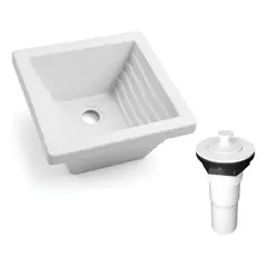 PAMO - Lavatrapero Plástico Blanco Granito 35x40 + Válvula Pozuelo