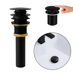 PAMO - Desague Push Lavamanos Negro Metálico Lujo Universal Diseño