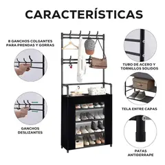 GENERICO - Zapatero Perchero Ganchos Organizador Metálico Con Forro