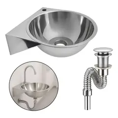 PAMO - Set Lavamanos Plataforma Acero Inoxidable 30x32cm + Desague
