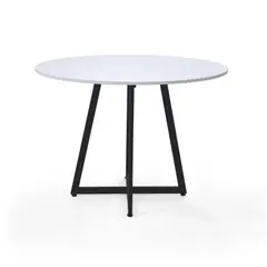 VENECIA - Mesa de Comedor Malawi Redonda 105x76 Blanco Base Negro