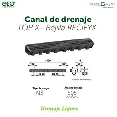 GENERICO - CANAL DE DRENAJE TOP X CON REJILLA RECYFIX NEGRA A15
