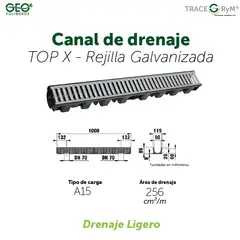 GENERICO - CANAL DE DRENAJE TOP X CON REJILLA GALVANIZADA A15