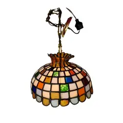 ITALIANA - Lampara De Techo De Vitral Italy Antigua 1950 Variado