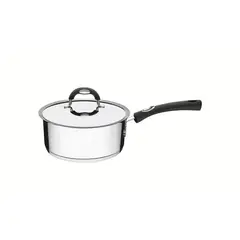 TRAMONTINA - Olla Duo Silicone de acero inoxidable fondo triple con tapa y mango de Silicona, de 16 cm y 1,4 L