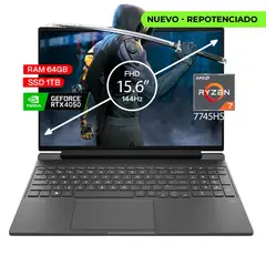 HP - PORTATIL GAMER VICTUS AMD RYZEN 7 7445HS 64/ 1 TB RTX 4050 6 GB 15,6 FHD