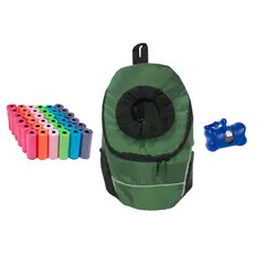 HALLY PET - Morral Cargador Ventana Med + Dispensador + 20 Rollos Verde