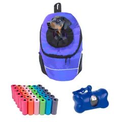 HALLY PET - Morral Cargador Ventana Med + Dispensador + 20 Rollos Morado