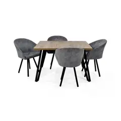 HOGAR VENECIA - Set de Comedor Forest con 4 Sillas Tokyo Tela Gris_.