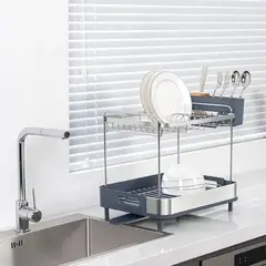 KING BAG - Escurridor De Platos 2 Niveles Kingrack Funcional Gris