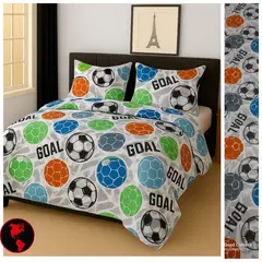 SIRENITAS - Juego de sabanas Cama Semidoble Blanco Futbol